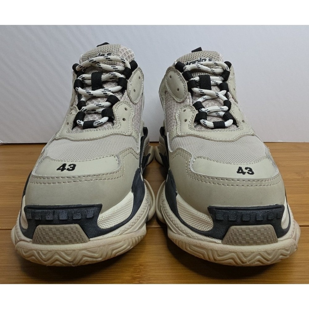 Balenciaga Triple S Sneakers Mens 43 Beige Cream Black Chunky Dad Shoes 533882 - Picture 7 of 13